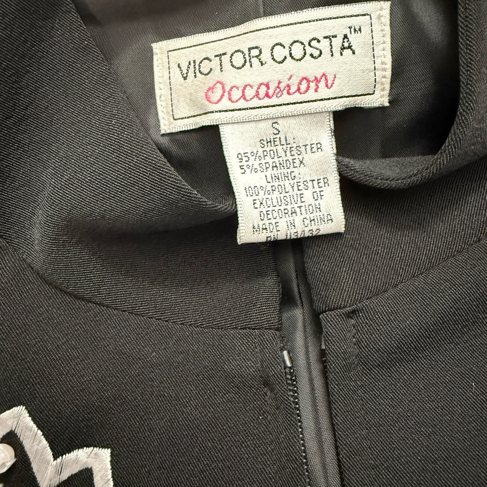 Victor Costa Occasion Embellished Floral Jacket Black Small Elegant Chic - Picture 5 of 7